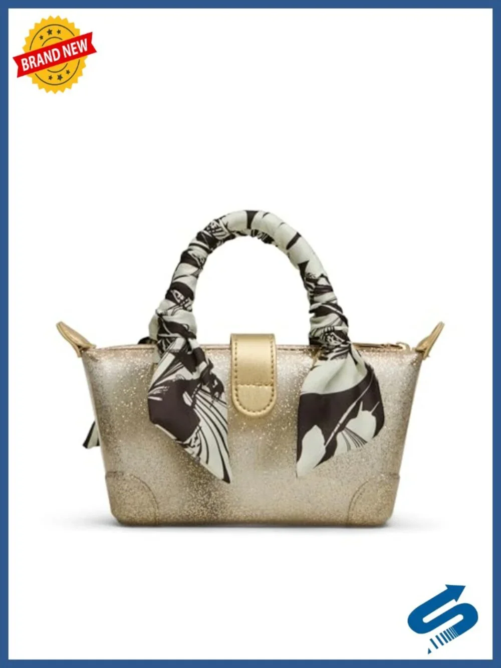 Mini Jelly Top Handle Bag with Crossbody Strap and Scarf Detail